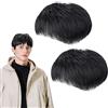 UILYNIU 2 Pezzi Frangetta Finta Capelli Clip Parrucche Nero Corte da Uomo Naturali a Strati Corti Parrucca Capelli con Frangia Hair Bang Fringe Hairpiece Posticci cosplay Halloween