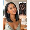 MEGALOOK Upgraded Bob Wigs Parrucche Capelli Veri 13x4 HD Lace Front Wigs Real Pre Bleached Tiny Knots Bob Wig Human Hair For Black Woman Natural Black Color 12 Inch