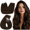 Ugeat 18 Pollici Estensioni Loop Capelli Naturali 50 Grammi Estensione Capelli Freddo Marrone Più Scuro #2 Estensione Capelli Naturale Anelli 50 Filamenti Easy Loop Capelli Estensioni
