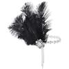 IYOU Copricapo Flapper Piuma Nero Scintillante Cristallo Gatsby Fascia Strass Costume Matrimonio Accessori per capelli per Donne