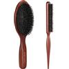 BESTOOL Spazzola per capelli, 100% setole di cinghiale per donne, uomini, bambini, setole naturali per capelli sottili e fini, spazzola Sleek Bun per migliorare la consistenza dei capelli