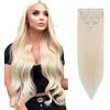 Rich Choices Extension Capelli Veri 25cm Biondo Chiaro 8Pcs Clip Estensioni Remy Human Hair Lisci Naturali Umani Posticci (50g #70 Biondo Bianco)