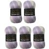 Wollbiene Moonlight Glitter Batik Simli - 5 Gomitoli da 100 g, 500 g Totali per Lavori a Maglia e Uncinetto - 20% Lana Metallica Turca Sfumata (2700 Grigio Rosa)