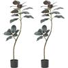 Zstar 2 grandi alberi di gomma artificiale, 120 cm, albero di gomma realistico in vaso, foglie realistiche, piante artificiali, decorazione per casa, soggiorno, ufficio, giardino