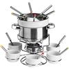 Premier Housewares Acciaio Inox/Porcellana Set Fonduta, Bianco