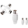 Glowster Connettore per antenna TV con due pin bianchi, ideale per collegamenti a doppio ingresso. Perfetto per migliorare la ricezione e la qualità del segnale televisivo in casa.