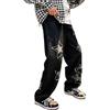 COOLMONAR Jeans da uomo Y2K vintage Star Baggy jeans jeans pantaloni larghi vestibilità dritta, 1004 nero, S