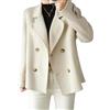 Goolecrimp Cappotto Casual da Ufficio da Lavoro Doppiopetto a Maniche Lunghe con Bottoni Casual Tasca Aperta da Donna Autunno e Inverno (Mandorla,M)