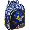 safta SONIC CITY - Zaino scuola per bambini, zaino per bambini, adattabile al carrello, ideale per bambini in età scolastica, comodo e versatile, qualità e resistenza, 26 x 11 x 34 cm, blu, M, Casual