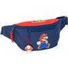 safta SUPER MARIO TRICK - Marsupio con tasca esterna, ideale per giovani e bambini di diverse età, comodo e versatile, qualità e resistenza, 23 x 9 x 12 cm, blu scuro/rosso, M, Casual