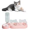 Colrid Ciotola per Gatti e Cani 3 in 1 Inclinazione 15°, Bottiglia d'Acqua Automatica Anti Vermi, Staccabile (Rosa)