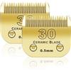 BESTBOMG 2 unità 30 # Lama di ricambio per toelettatura di cani, compatibile con le serie Heiniger/Moser Max45 /Andis/Oster A5, tosaerba per cani, taglia 30 # Tagliare lunghezza1/50 (0,5 mm), oro