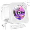 GAONAWAY Lettore CD da tavolo con Bluetooth 5.0, lettore CD musicale con altoparlante HiFi incorporato, telecomando, copertura antipolvere, radio FM, schermo a LED, timer per il sonno, AUX/USB (bianco)