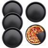 Rairsky Set da 4 Teglie per Pizza da Forno, Diametro 15 cm, Teglia per Pizza Rotonda Acciaio al Carbonio con Strato di Rivestimento Antiaderente Teglia da Forno, Nero