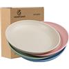 Greentainer Set di 4 piatti piani da 22,3 cm, in polipropilene, moderni e sani, piatti per pizza, piatti da torta, indistruttibili per insalata, dessert, colazione, forno a microonde e lavastoviglie,