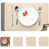 Myir JUN Tovagliette e Sottobicchieri, Tovagliette in Pelle e Sottobicchieri Set Tovagliette Americana Plastica Lavabili Tovagliette Impermeabile Tovagliette (Grigio Giallo Grano, Set di 4)