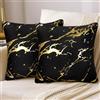 DakTou Federe Cuscini Divano 40 x 40 Nero e Oro Marmo Texture Copricuscini Decorativi Quadrati in Velluto Moderni Fodera Cuscino Divani da Soggiorno Camera Letto Auto Decorazione Set di 2