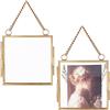 OLYCRAFT 2pz mini cornici portafoto da appendere alla parete, in vetro, con catena in lega, pieghevoli, fai da te, vintage, per fiori pressati, decorazione da parete per la casa, 74x74.5mm