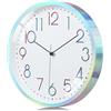 Lafocuse Orologio da Parete Moderno Multicolore Argento Creativo Design, Silenzioso Numeri 3D Facile da Leggere, 30cm Orologio da Cucina senza Ticchettio Decorazioni per Casa Soggiorno