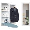 Organizedlife Armadio da stiro con specchio, supporto in metallo, pieghevole e nascosto per risparmiare spazio, bianco