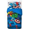 Jay Franco Marvel Comics Avengers - Set di biancheria da letto singolo in 100% cotone, 3 pezzi, collezione Supereroi, include copripiumino, lenzuolo con angoli e federa