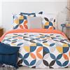 CÔTE DECO Parure da letto 220 x 240 cm, con copripiumino 220 x 240 cm, 2 federe 63 x 63 cm, set da letto per 2 persone, geometrico, rosa, blu e giallo, 100% cotone