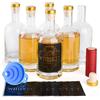 V·Colokishi Confezione da 6 bottiglie in vetro trasparente con coperchio ermetico, 375 ml, bottiglie di liquore con tappo in sughero, bottiglie vuote per vodka con base pesante, per kombucha, idromele, whisky,
