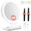 B Beauty Planet Specchio d'ingrandimento con luce 30X, specchio per il trucco a doppio lato con ingrandimento 1X/ 30X e pinzetta, 2000mAh 3 modalità di colore con luminosità regolabile