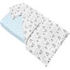 Lovely Hippo Lenzuola 80x160 cm + Piumone e Copripiumone 120x170 + Cuscino e Federa 40x60 cm - Set di 5 pz Letto Montessori 80 x 160 (Animali Blu, Letto 80x160cm - Set 5 pezzi)