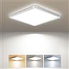 zemty Plafoniera LED Soffitto Quadrata, 3 colori - 3000K/4000K/6500K, Plafoniera Bagno IP44 Impermeabile, Lampada da Soffitto Moderna 15W 1800LM per Cucina, Camera da Letto, Corridoio, Balcone, Ø18CM