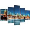 Visario 6301 - Quadro su Tela, con Immagine di New York, 5 Pezzi, 200 x 100 cm