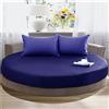 Chickwing Lenzuolo sotto Rotondo Coprimaterasso, Chickwin 100% Cotone Elastic Materiale per Lenzuolo profondità 25cm, Letto Singolo Adulto Bambino Doppio, Tinta Unita + Non Include Federe (Blu Navy,220cm)