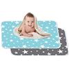 Funkeen 2 tappetini lavabili per neonati, 50 x 70 cm, per neonati e bambini piccoli, traspiranti, impermeabili, riutilizzabili (fantasia stelle)