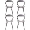 HJhomeheart Set di 4 Sedie da Pranzo Moderne Sedie da Cucina con Gambe in Metallo (Grigio), Sedie da Ufficio in Stile Scandinavo, Design con Schienale Cavo, Grigio+Grigio