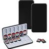 JINGDU Custodia per schede di gioco per Nintendo Switch, resistente e portatile, 48 slot di archiviazione dei giochi con 24 slot per schede di gioco e 24 slot per schede Micro SD, Black