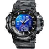 findtime Orologio militare digitale da uomo, orologio digitale da polso 5 ATM, impermeabile, militare, orologio tattico, da uomo, nero, verde, ragazzo, orologio sportivo, cronografo, da uomo, cronografo,