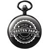 TREEWETO Orologio da tasca con incisione, catena da uomo, nero, regalo di compleanno, festa del papà, papà, Nero , Classico