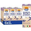 ISOLA BIO Bevanda di Riso Integrale Biologica, Senza Zuccheri Aggiunti, 100% Ingredienti Naturali, Senza Glutine, a Basso Contenuto di Grassi, per Vegetariani e Vegani, 6 Confezioni da 1 Litro
