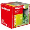 fischer Tasselli di espansione SX Plus Green 10 x 50, scatola con 45 tasselli sostenibili, tasselli multiuso in materie prime rinnovabili, tenuta ottimale in calcestruzzo, mattoni pieni, calcestruzzo cellulare, mattoni forati e molto altro ancora.