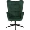 39F FURNITURE DREAM Poltrona in Velluto Verde, Sedia per Il Tempo Libero scandinavo con Altezza Regolabile e Base Girevole per Camera da Letto, Ufficio, Soggiorno, Metallo Tessuto, 66x80x100-107cm