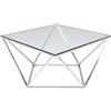 Kare Design tavolo da divano Cristallo, argento/vetro trasparente, quadrato, struttura geometrica, soggiorno/sala d`attesa, stile moderno/linee semplici/glamour (80x80x45 A/L/P)