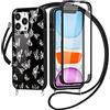 Yoedge Custodia con Cordino per Samsung Galaxy S22 Ultra 5G Cover 6,8, 360 Gradi Full Body Cover con Collana Ultra Sottile TPU Silicone Antiurto e Trasparente PC Bumper Protettiva Custodia, Farfalla