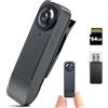 Eloatnalyto Mini videocamera per il corpo 1080P con scheda di memoria da 64 GB, portatile, videocamera per polizia per sicurezza, guardia, registri di lavoro (nero)