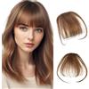 YTBYT Frangia Sottile Capelli Veri Clip 100% Veri Naturali Frangetta Air Bangs Finta Frangia Capelli Clip Frangia Extension Donna (Frangia d'aria, Marrone Chiaro)