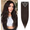 Benehair Extension Capelli Veri Clip 8 Fasce Extension Clip Capelli Veri 100% Remy Human Hair Extension Clip Capelli Umani 20cm, Nero Naturale