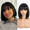 Zealady Straight Bob Wigs For Black Women Human Hair Wig Parrucca Donna Capelli Veri Umani Corti Parrucche Bob Wigs Human Hair Parrucca Capelli Umani Colore Nero Naturale 10 Pollici