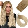Easyouth Virgin Tape in Extension Capelli Veri Biadesivo Colore Da Marrone Chiaro Dorato a Biondo Platino Balayage Inject Adesive Capelli Extension Remy Umani Biondo 24pollice 12.5g 5Pz #12/60