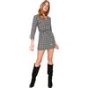 TRENDYOL Abito da Donna a Quadretti/a Quadri, a Maniche Lunghe, da Negozio, Regolare NAN, Nero, 42