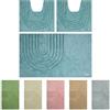 Olivo Tappeti OLIVO.shop | PARURE MODERN, Set Tappeti Bagno 3 pezzi, Tappeti bagno antiscivolo, Tappeto bagno cotone, Tappeti bagno lavabili, vari colori (MODERN BLU)
