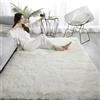 Meiju Mateju Tappeto Salotto Moderno Peloso, Tappeto Camera da Letto per Soffice e Soffice Colori Solidi, Tappeto Pelo Lungo Lavabili Antiscivolo per Camera dei Bambini (160x230cm,Bianco)